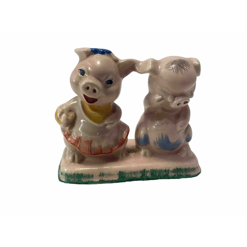 Vintage 1950's C. Miller Pig Art Pottery Ceramic Salt & Pepper Shaker